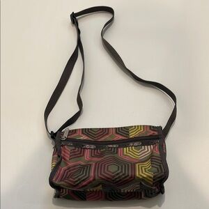 LeSportsac Pink and Green Geometric Crossbody Bag